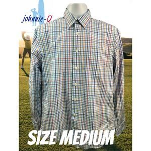 Johnnie-O Mens Shirt Button Up Long Sleeve Blue Checkered w/Tweener Sz M